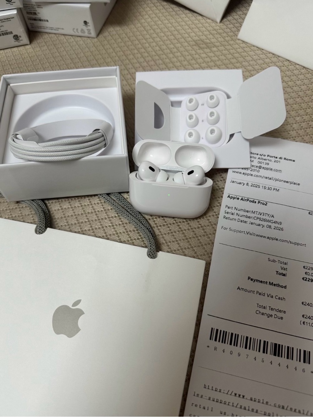 Apple AirPods Pro 2nd Gen White with Charging Case and Accessories